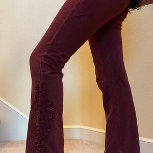 Chatoyant Pants Slim Bootcut Pants Burgundy NWOT